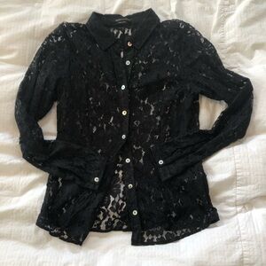 BCBG Max Azaria Lace Button down shirt